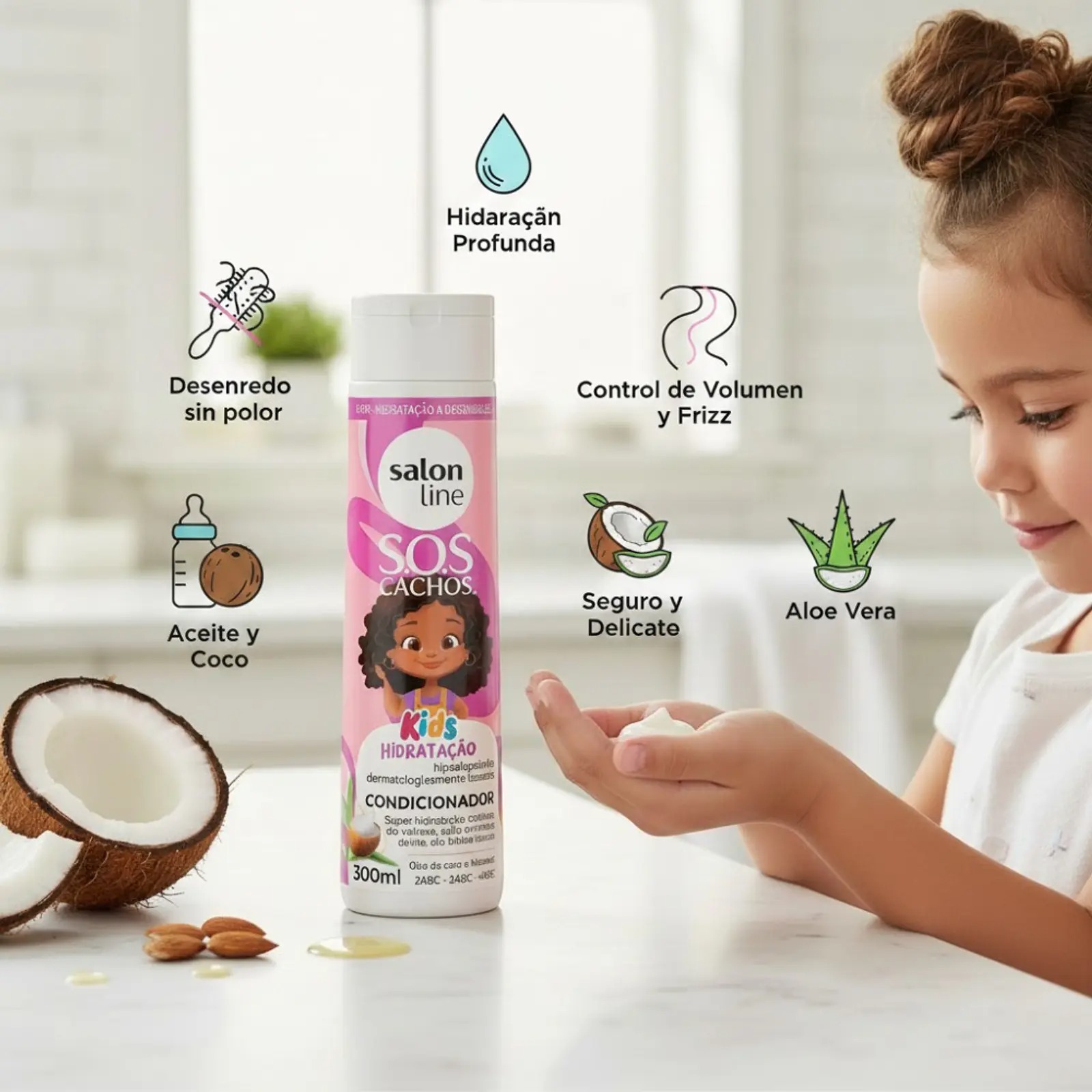 Shampoo sos cachos kids hidratación profunda 300ml de Line – vista 2