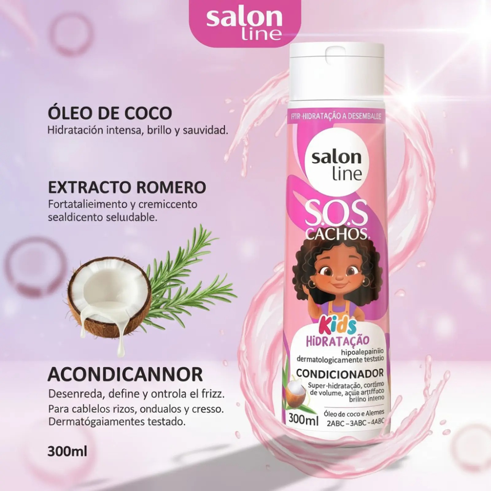 Acondicionador sos cachos kids hidratación profunda 300ml de Line – vista 2