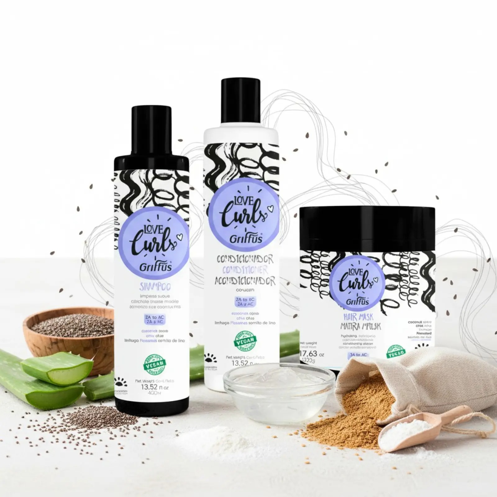 Tripack Shampoo + Acondicionador + Mascarilla Amo Cachos de Griffus – vista 2