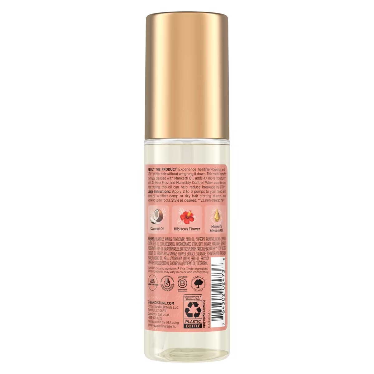 Shea Moisture Coconut and Hibiscus Smooth + Shine Hair Oil – 3.3 fl oz – vista 2