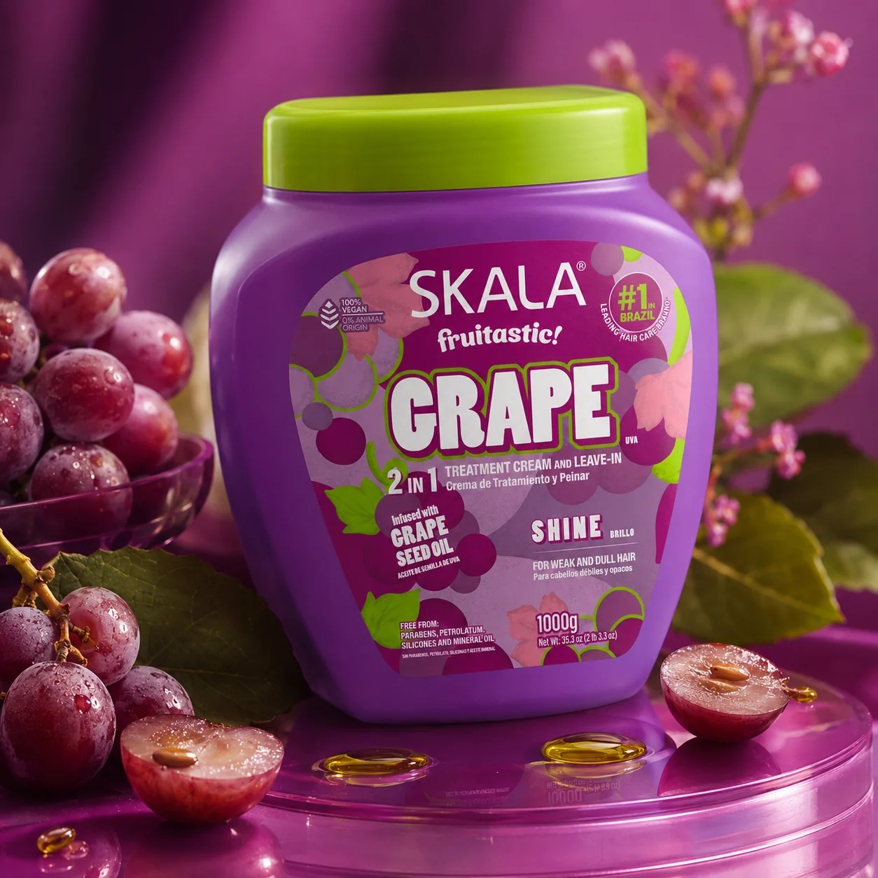 Mascara capilar Hidratación Frutástica Uva 1000ml Skala – vista 3