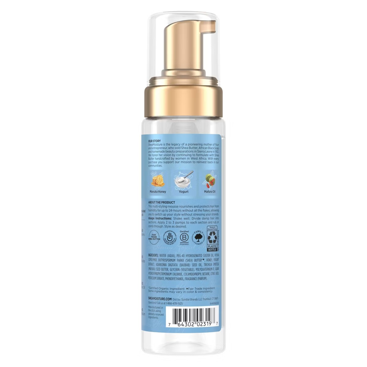 Shea Moisture Manuka Honey & Yogurt Smooth & Hold Multi-Styling Hair Mousse – 7.5 fl oz – vista 2