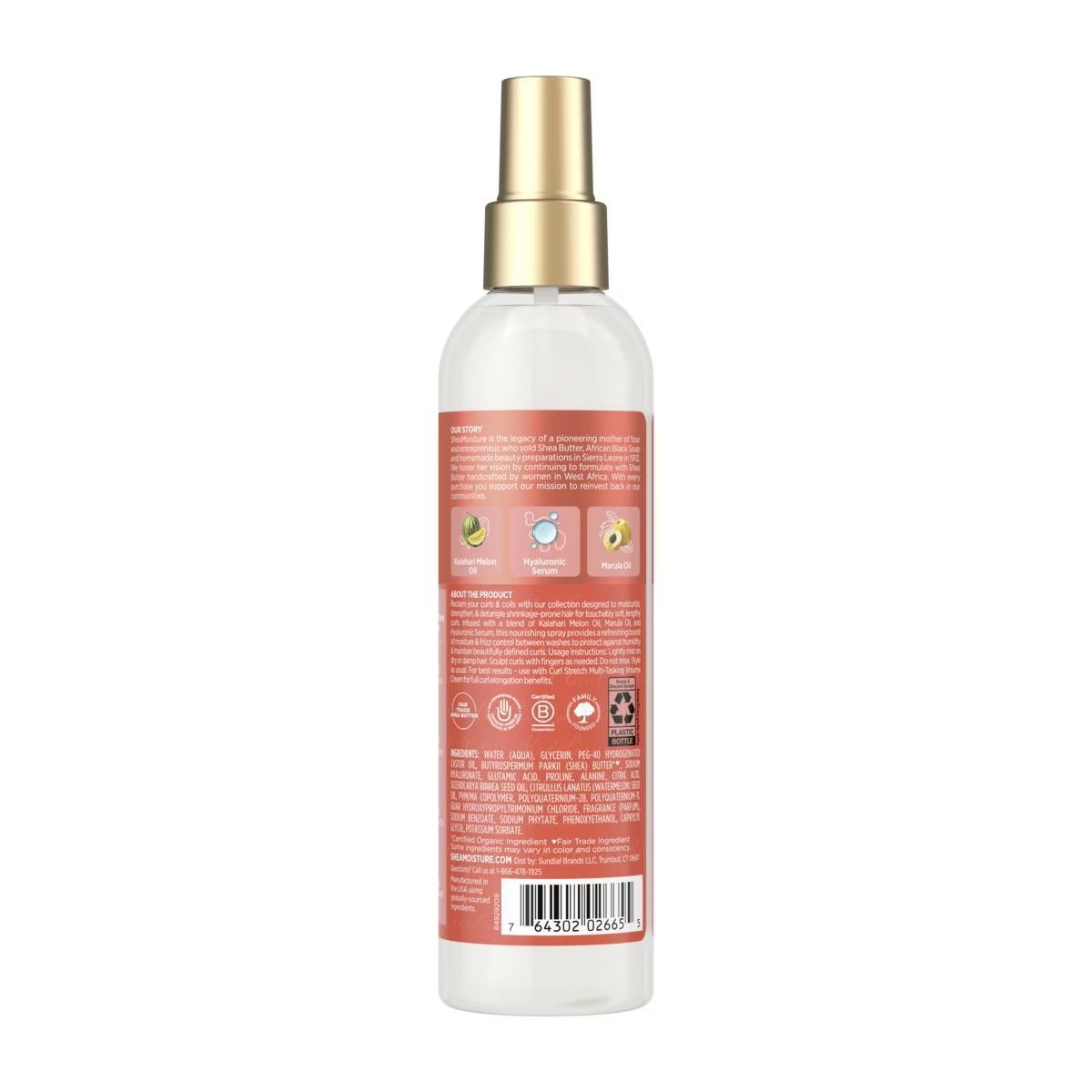 Shea Moisture Curl Stretch Refresher Spray Kalahari Melon Oil & Marula Oil Infused with Hyaluronic Serum – vista 2