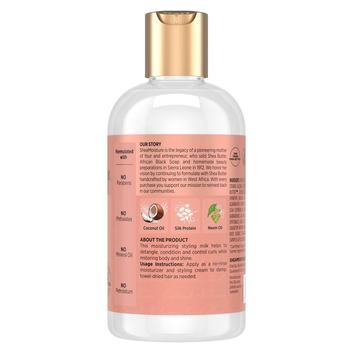 Shea Moisture Coconut & Hibiscus Curl & Style Milk For Thick Curly Hair – 8 fl oz