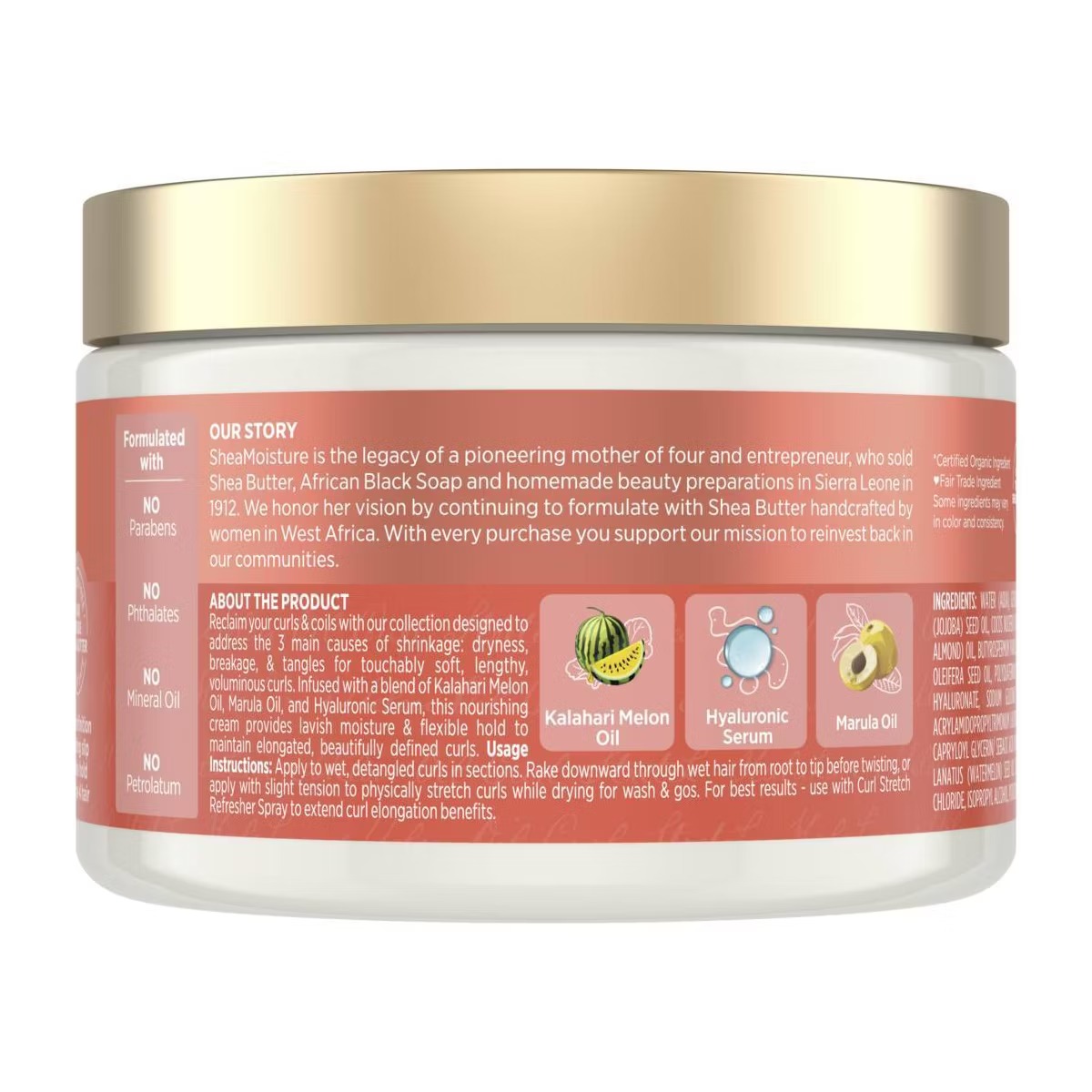 Shea Moisture Curl Stretch Multi-Tasking Volume Cream Kalahari Melon Oil & Marula Oil Infused with Hyaluronic Serum – vista 2