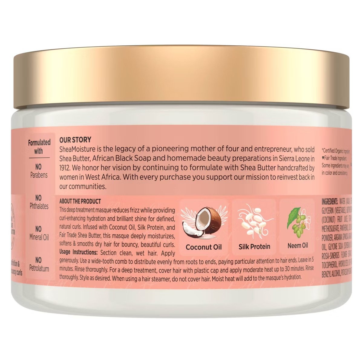 Shea Moisture Coconut & Hibiscus Curl & Shine Hair Mask For Naturally Curly Hair – vista 2