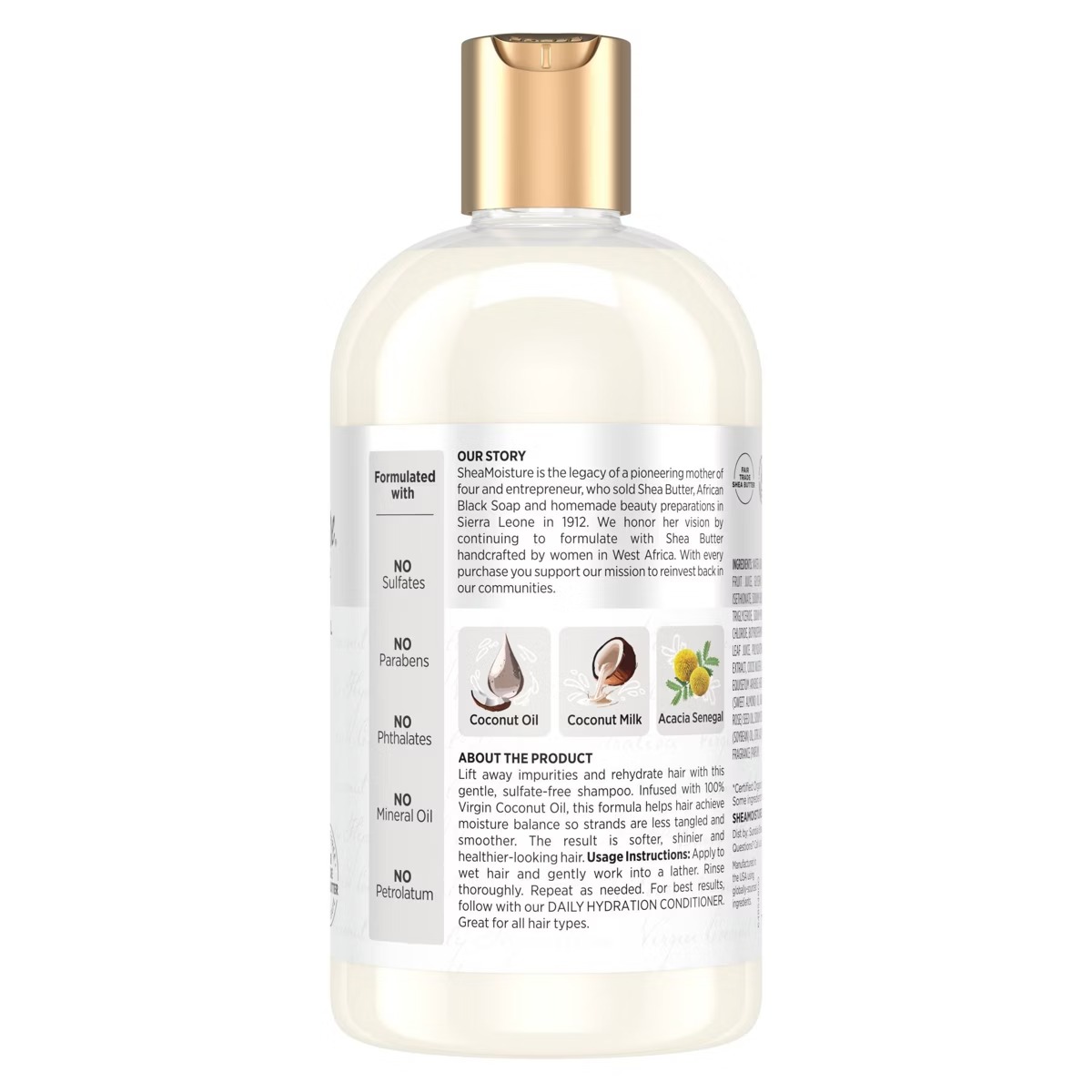 Shea Moisture Virgin Coconut Oil Shampoo Daily Hydration – 13 fl oz – vista 2