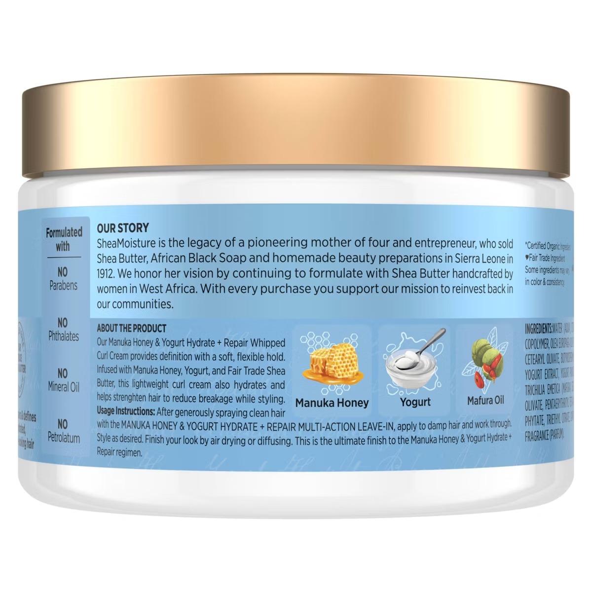 Shea Moisture Manuka Honey + Yogurt Hydrate + Repair Whipped Curl Cream – 11.5oz – vista 2
