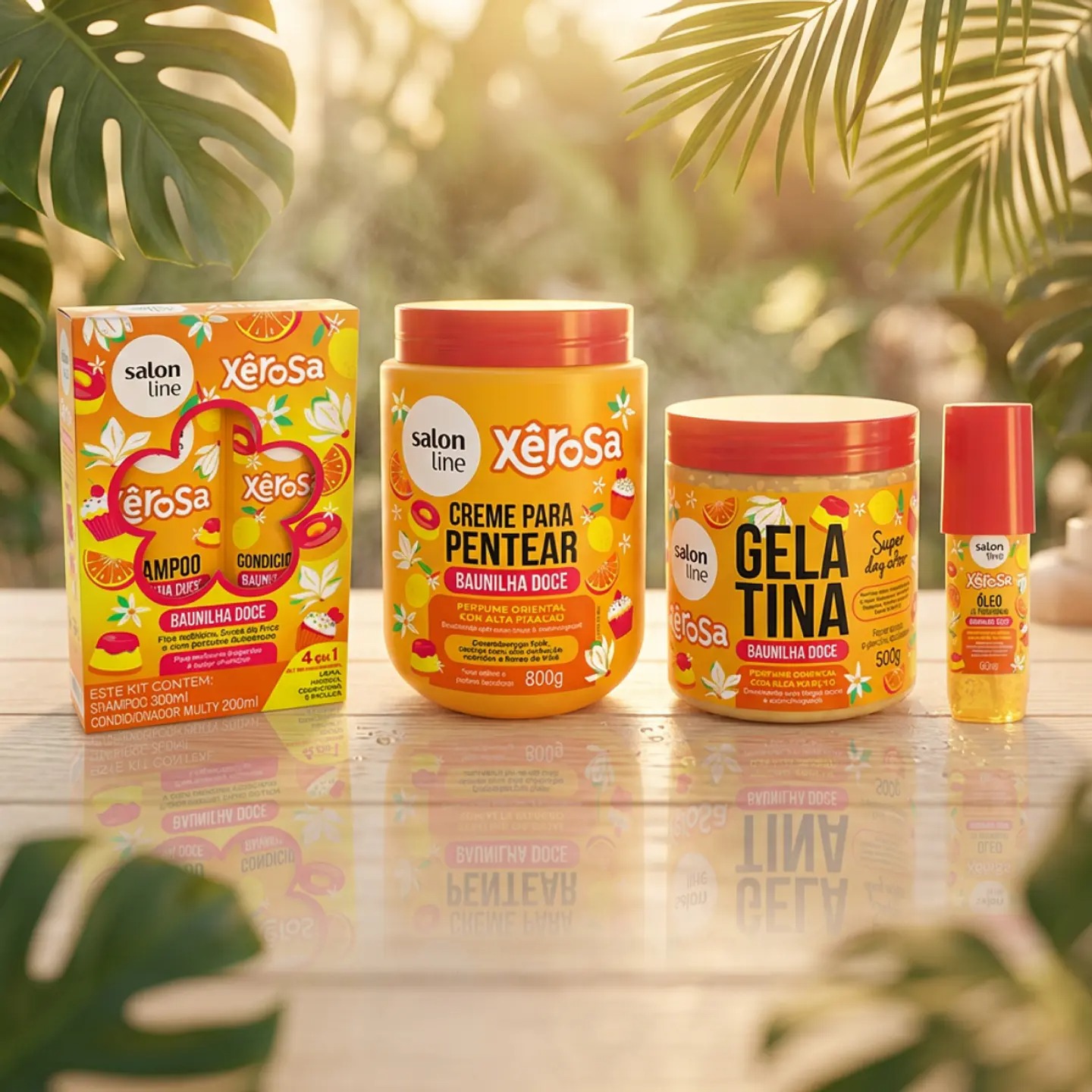 Kit Shampoo Acondicionador, Crema de Peinar, gel y oleo Xerosa Vainilla Dulce de Line – vista 3