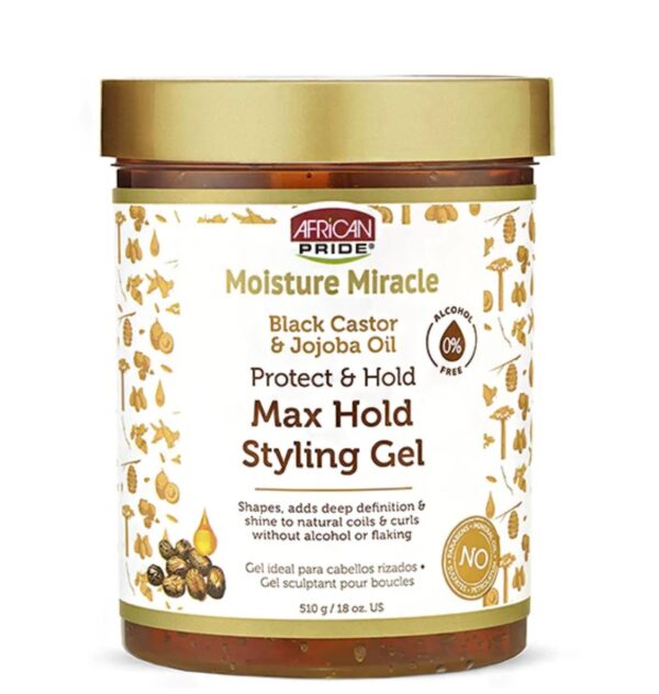 African Pride Moisture Miracle Black Castor & Jojoba Oil Max Hold Styling Gel (18 oz)
