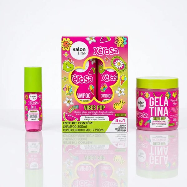 Pack Shampoo_Acondicionador, Gelatina y oleo Xêrosa Vipes pop de Line