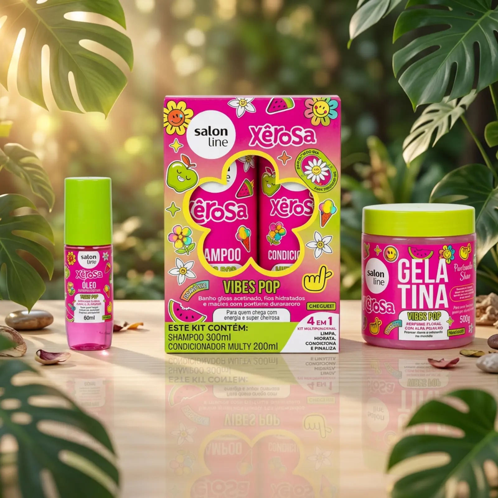 Pack Shampoo_Acondicionador, Gelatina y oleo Xêrosa Vipes pop de Line – vista 2